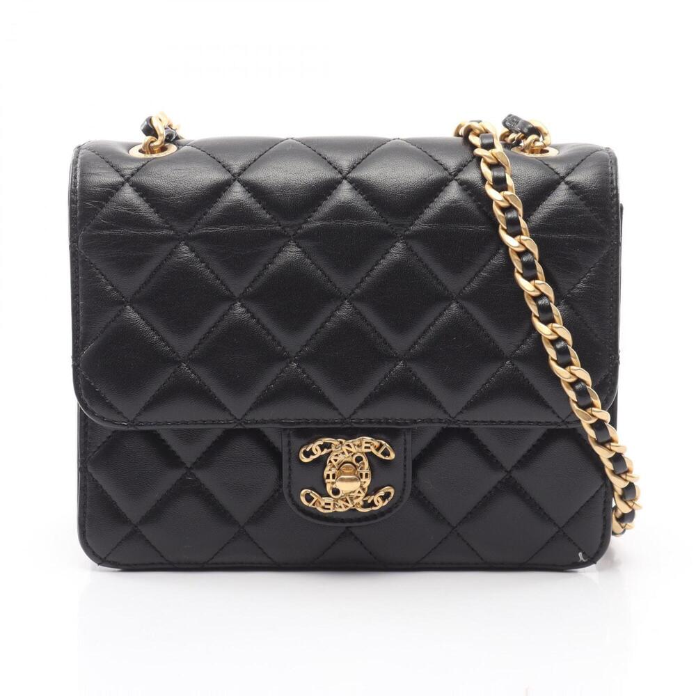 Chanel Matelassé Shoulder Bag/Handbag, Lambskin Leather, Women's, Black